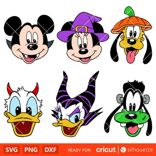 Halloween Disney Friends Bundle Svg, Mickey &Minnie Svg, Halloween Svg, Disney Svg, Cricut, Silhouette Vector Cut File
