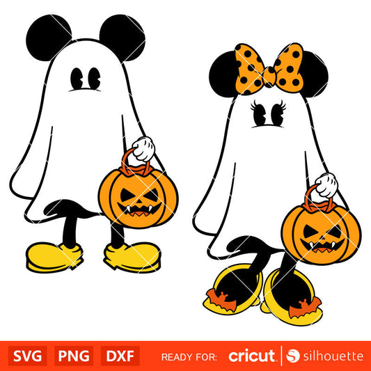 Halloween Mickey & Minnie Ghost Bundle Svg, Trick or Treat Svg, Halloween Svg, Disney Svg, Cricut, Silhouette Vector Cut File