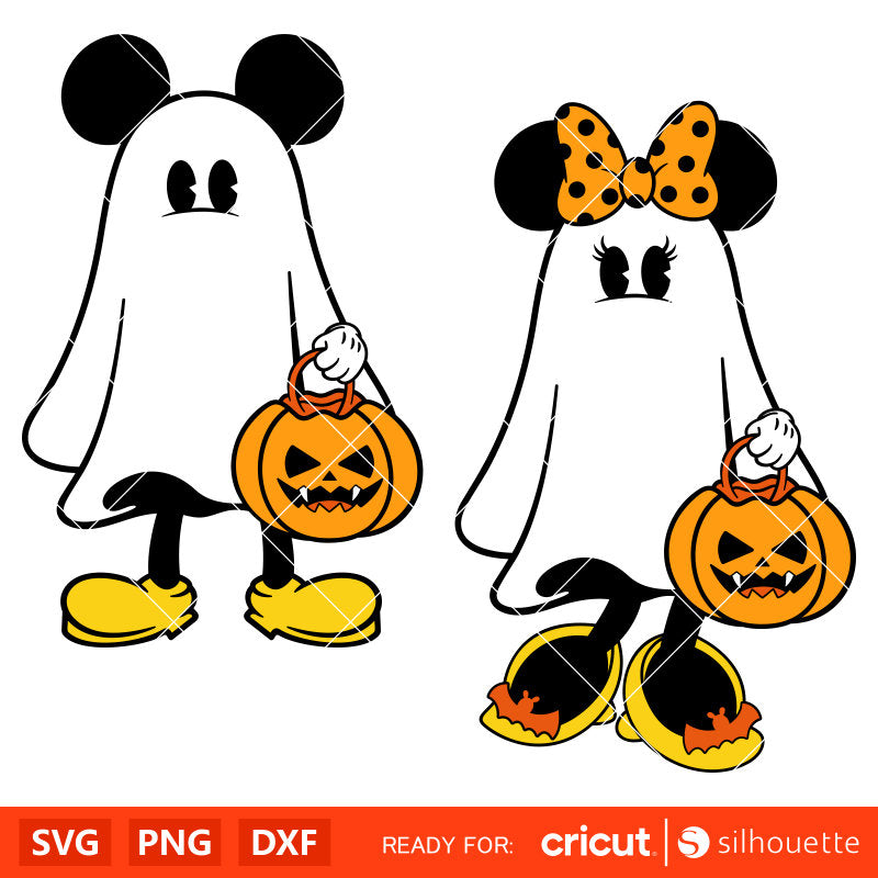 Halloween Mickey & Minnie Ghost Bundle Svg, Trick or Treat Svg, Halloween Svg, Disney Svg, Cricut, Silhouette Vector Cut File