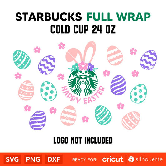 Happy Easter Bunny Full Wrap Svg, Starbucks Svg, Coffee Ring Svg, Cold Cup Svg, Cricut, Silhouette Vector Cut File