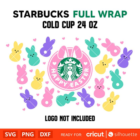 Happy Easter Full Wrap Svg, Starbucks Svg, Coffee Ring Svg, Cold Cup Svg, Cricut, Silhouette Vector Cut File