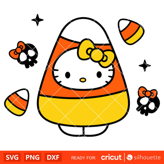 Hello Kitty Candy Corn Svg, Sanrio Friends Svg, Halloween Svg, Kawaii Svg, Cricut, Silhouette Vector Cut File