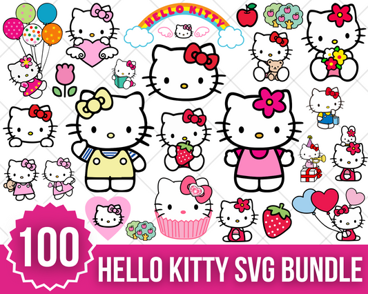 100 Hello Kitty Clipart, Hello Kitty SVG & PNG Files for Cricut / Silhouette