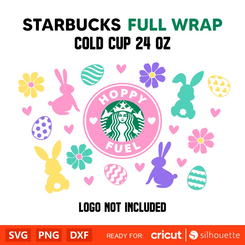 Hoppy Fuel Full Wrap Svg, Starbucks Svg, Coffee Ring Svg, Cold Cup Svg, Cricut, Silhouette Vector Cut File