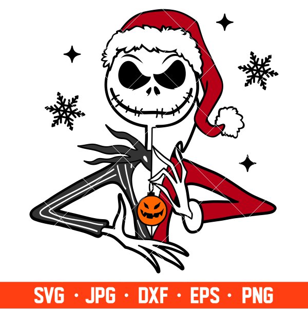 Jack Sandy Claws Svg, Christmas Svg, Nightmare Before Christmas Svg, Santa Claus Svg, Cricut, Silhouette Vector Cut File