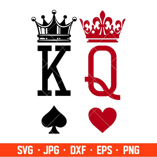 King Queen Svg, Valentine’s Day Svg, Couple Matching Svg, Love Svg, Cricut, Silhouette Vector Cut File