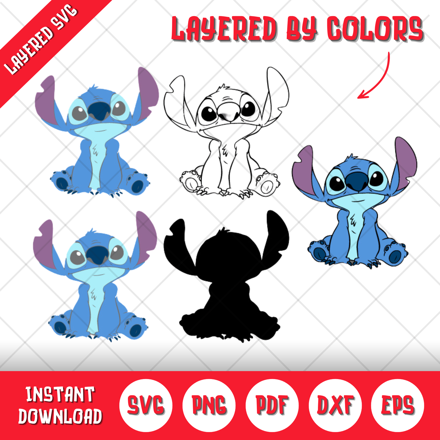 Lilo & Stitch Clipart Bundle, 100 Lilo & Stitch SVG & PNG Files for Cricut / Silhouette