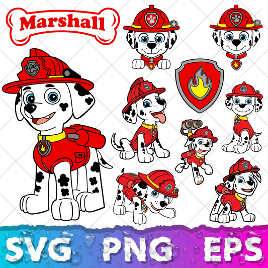 Marshall Paw Patrol Clipart Bundle, Marshall SVG & PNG Files for Cricut / Silhouette