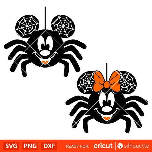 Mickey & Minnie Mouse Spider Bundle Svg, Trick or Treat Svg, Halloween Svg, Disney Svg, Cricut, Silhouette Vector Cut File
