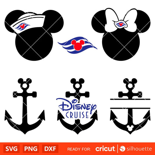 Mickey & Minnie Sailor Bundle Svg, Mickey Cruise Svg, Family Cruise Svg, Disney Svg, Cricut, Silhouette Vector Cut File
