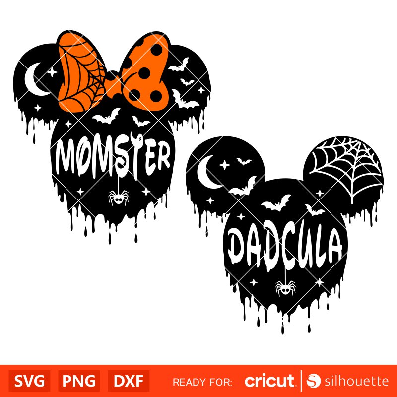 Momster Dadcula Mickey & Minnie Bundle Svg, Halloween Svg, Spooky Season Svg, Trick or Treat Svg, Cricut, Silhouette Vector Cut File