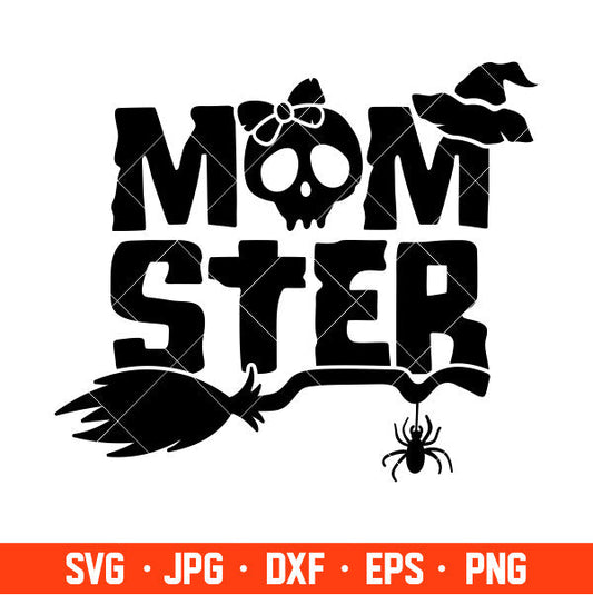 Momster Mom Svg, Witch Svg, Halloween Svg, Cricut, Silhouette Cut File