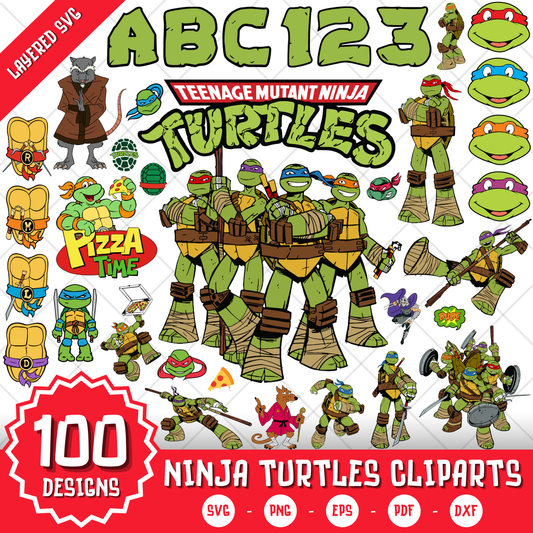 Ninja Turtles Clipart Bundle, Ninja Turtles SVG & PNG Files for Cricut / Silhouette