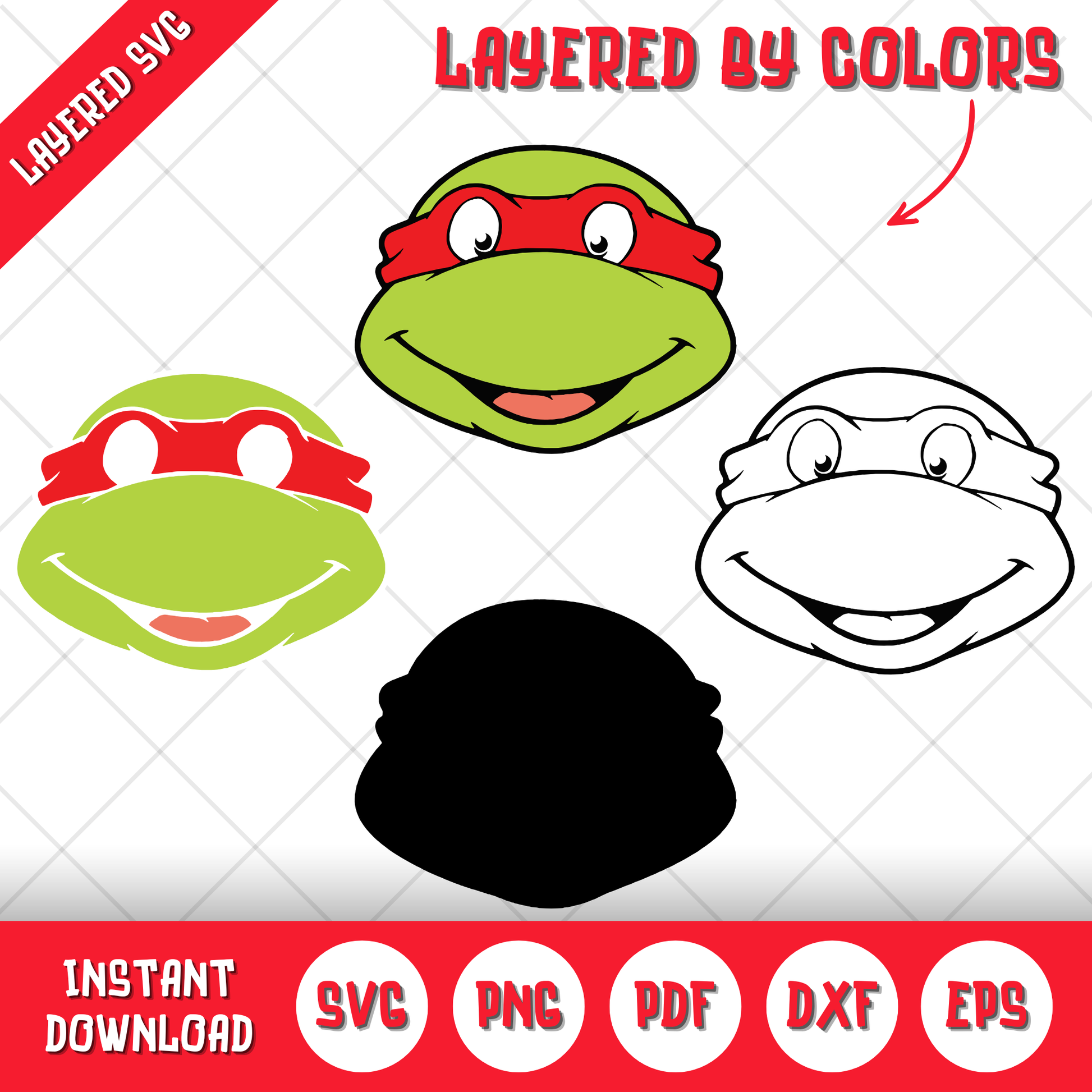 Ninja Turtles Clipart + Alphabet Bundle, 100 Ninja Turtles SVG & PNG Files for Cricut / Silhouette