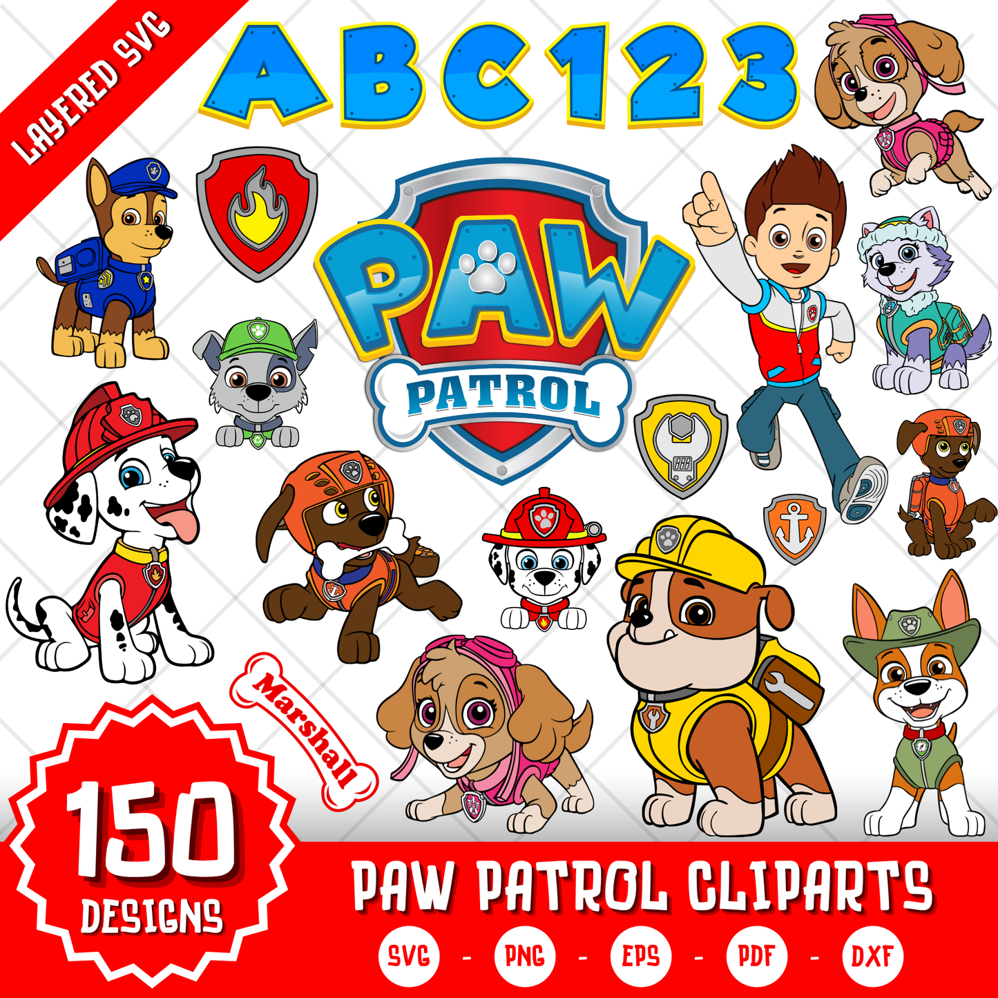 Paw Patrol Clipart Bundle, Paw Patrol SVG & PNG Files for Cricut / Silhouette