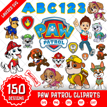 Paw Patrol Clipart Bundle, Paw Patrol SVG & PNG Files for Cricut / Silhouette