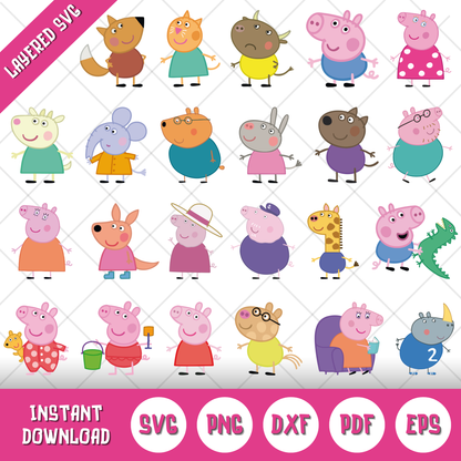 Peppa Pig Clipart Bundle, Peppa Pig SVG & PNG Files for Cricut  Silhouette