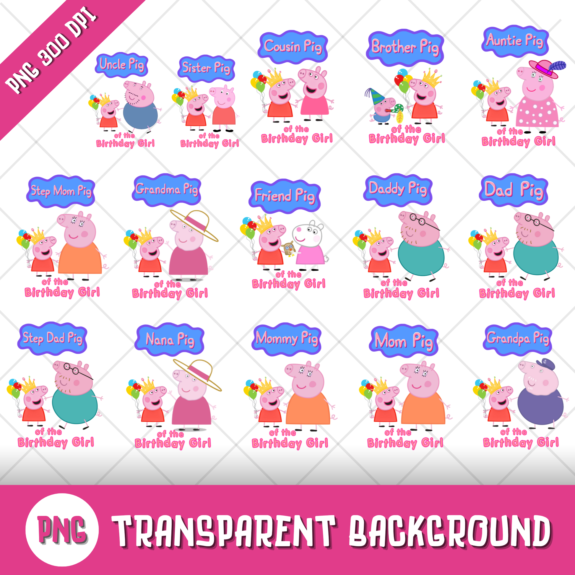 Peppa Pig Clipart Bundle, Peppa Pig SVG & PNG Files for Cricut  Silhouette