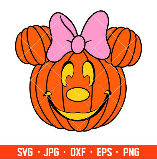 Pumpkin Head Minnie Mouse Svg, Free Svg, Daily Freebies Svg, Cricut, Silhouette Vector Cut File