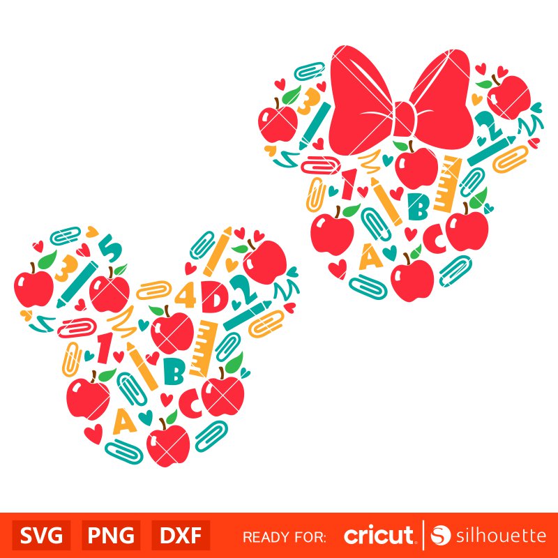 School Teacher Mickey & Minnie Svg, School Svg, Teacher Life Svg, Graduation Svg, Cricut, Silhouette Vector Cut File