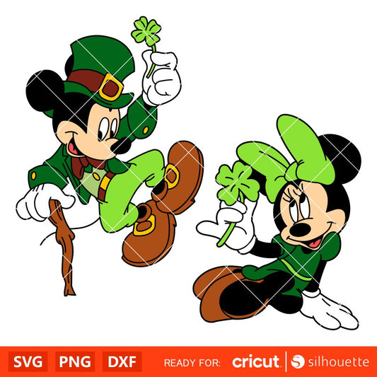 St. Patrick Mickey & Minnie Svg, Lucky Svg, St. Patrick’s Day Svg, Disney Svg, Cricut, Silhouette Vector Cut File