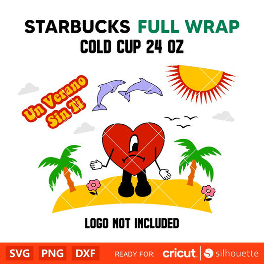 Un Verano Sin Ti Full Wrap Svg, Starbucks Svg, Coffee Ring Svg, Cold Cup Svg, Cricut, Silhouette Vector Cut File