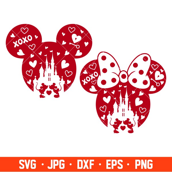 Valentine Mickey & Minnie Svg, Valentine’s Day Svg, Disney Svg, Love Svg, Cricut, Silhouette Vector Cut File