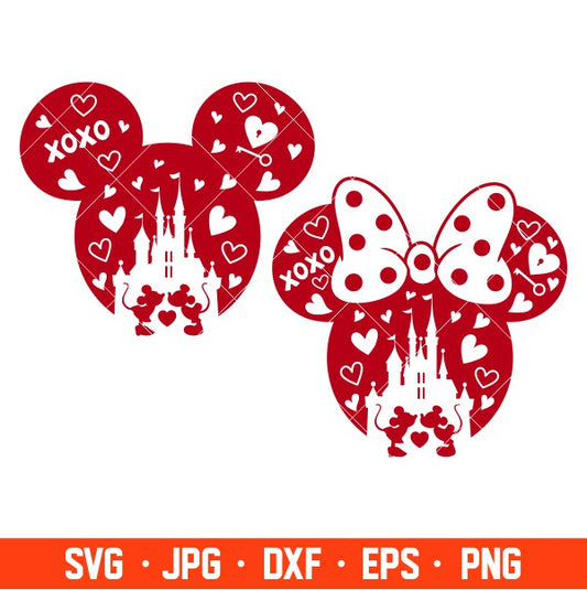 Valentine Mickey & Minnie Svg, Valentine’s Day Svg, Disney Svg, Love Svg, Cricut, Silhouette Vector Cut File