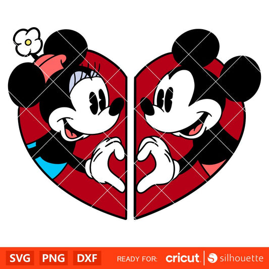 Vintage Valentine Mickey & Minnie Svg, Love Svg, Valentine’s Day Svg, Disney Svg, Cricut, Silhouette Vector Cut File